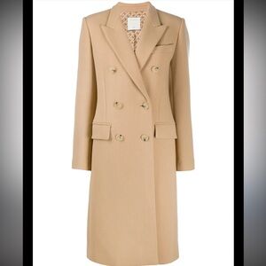 Sandro Elegant Tan Double-Breasted Women's Coat